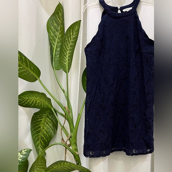 Monteau Dresses & Skirts - Monteau Navy Blue Eyelet Dress Size M